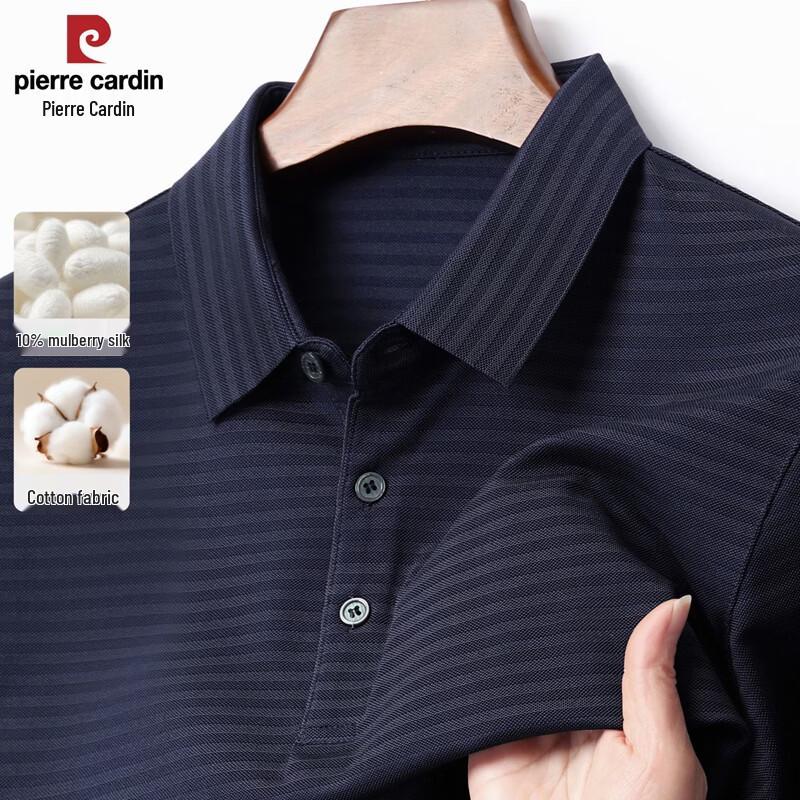 Pierre Cardin Men s Silk-Cotton Blend Business Casual Polo Shirt 170