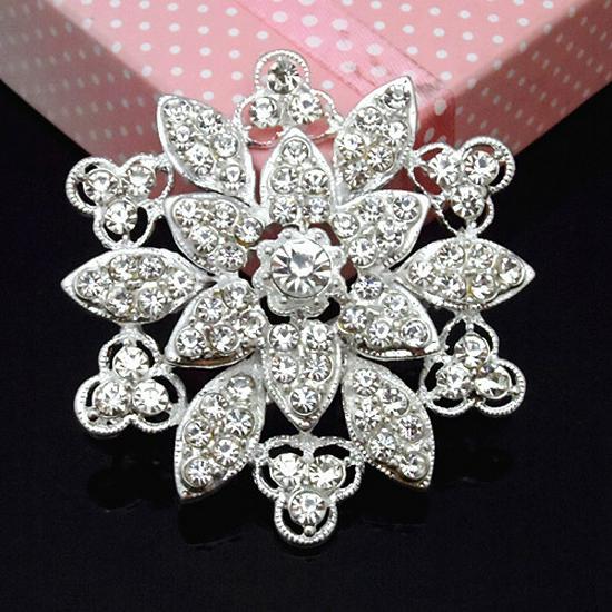 Crystal Flower Rhinestone Brooch: Elegant Lapel Pin  Bridal Bouquet Jewelry Unisex