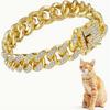 Luxury Gold Imitation Diamond Pet Collar - Cuban Chain Cat and Dog Exclusive, Hip-hop Style Daily Wear and Party Accessories