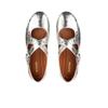 Fashion Flat Shoes for Women's Spring and Autumn Cross Strap Silver Round Toe Mary Jane Women's Shoes Shallow Ladies Shoe