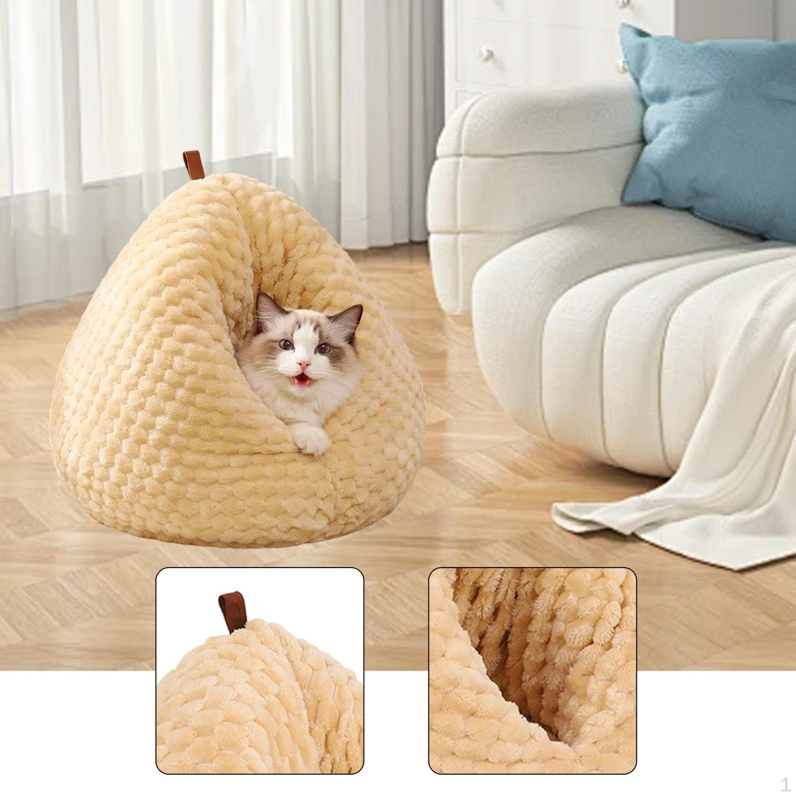 

Cat Bed Nest Self Warming Cave Hideaway for Bunny Hamster Hedgehog Pet Supplies бежевий