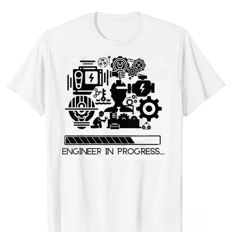 Unisexs Clothing Street 2026 New Cotton Tshirt Clothes Engineer in Progress Print Cotton Tshirt Summer Streetwear Fitness T Shirt