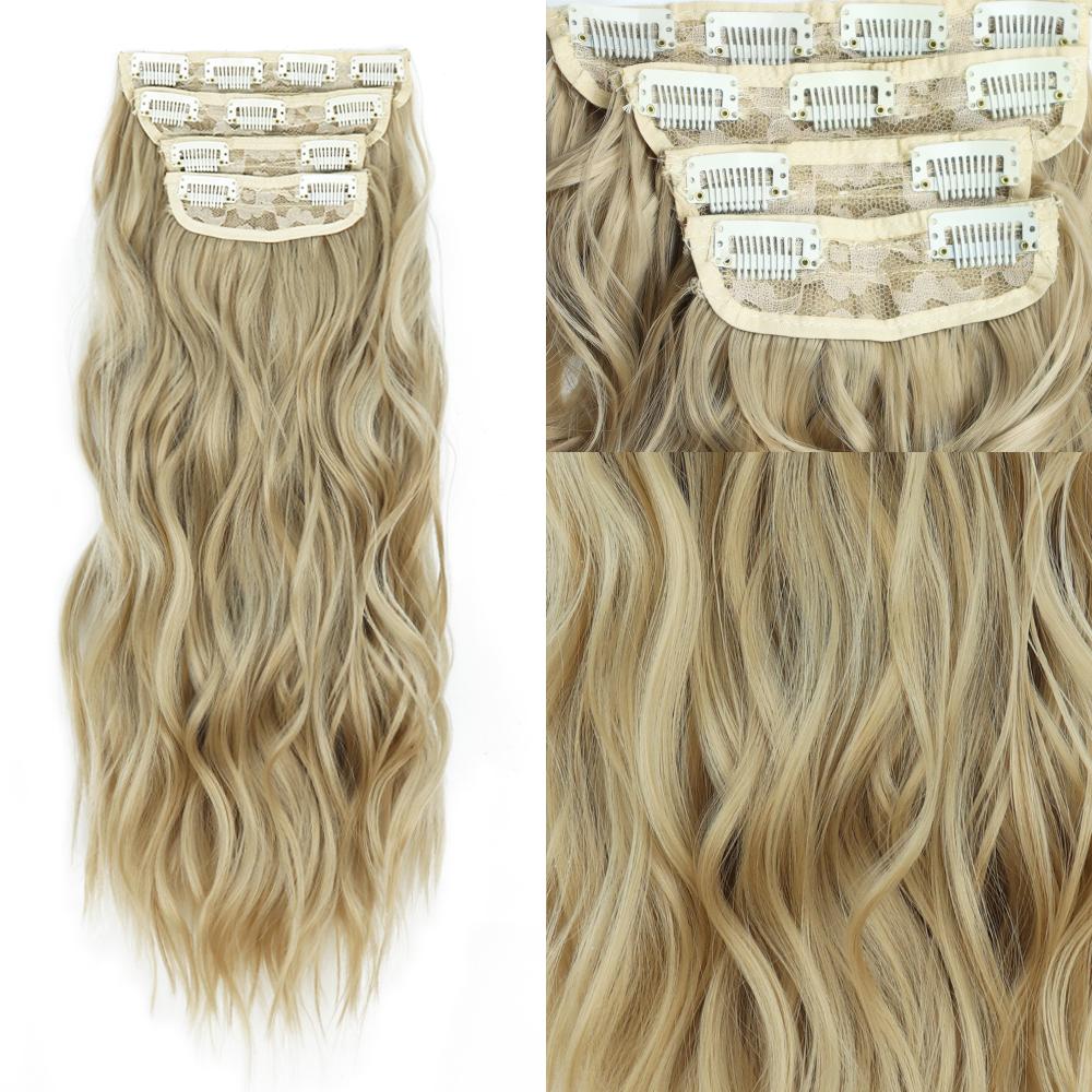 

XINRAN женская мода натуральные длинные волнистые наращивание волос синтетическое волокно повседневная одежда зажимы невидимый шиньон коричневый и светлый 22 Inch