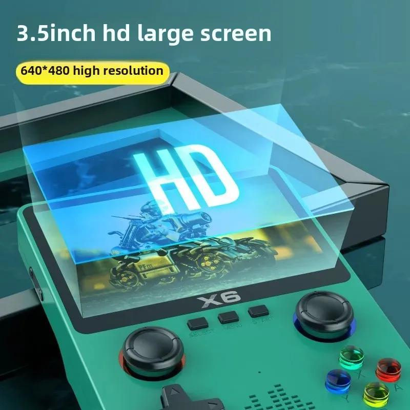 X6 3.5Inch IPS Screen Portable Handheld Game Player Dual Joystick Support 11 Simulators GBA Video Game Console for Kids Gifts