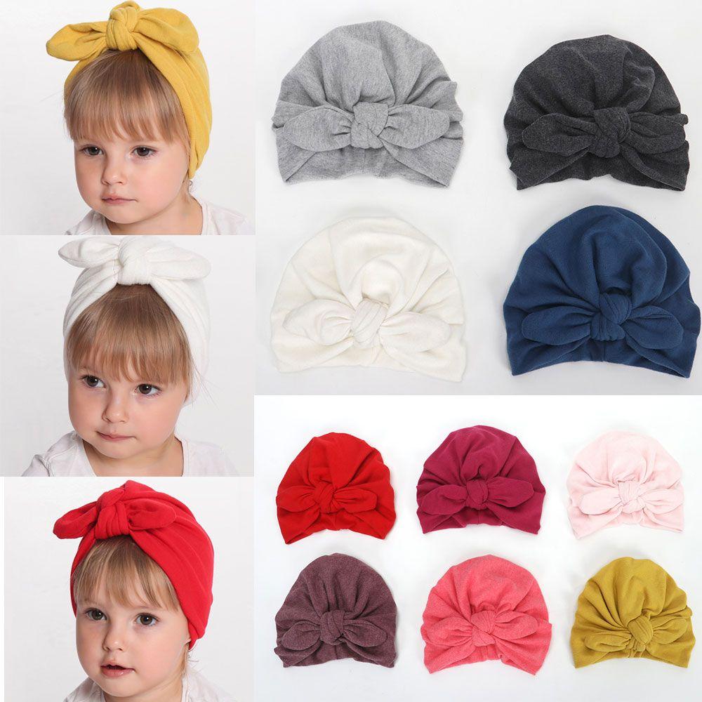 Toddler Head Wrap Winter  Elastic Knotted Rabbit Ear Baby Hat Cotton Headwear Caps
