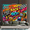 1 piece of 2D background fabric nostalgic polyester background fabric in the style of the 1990s party banner