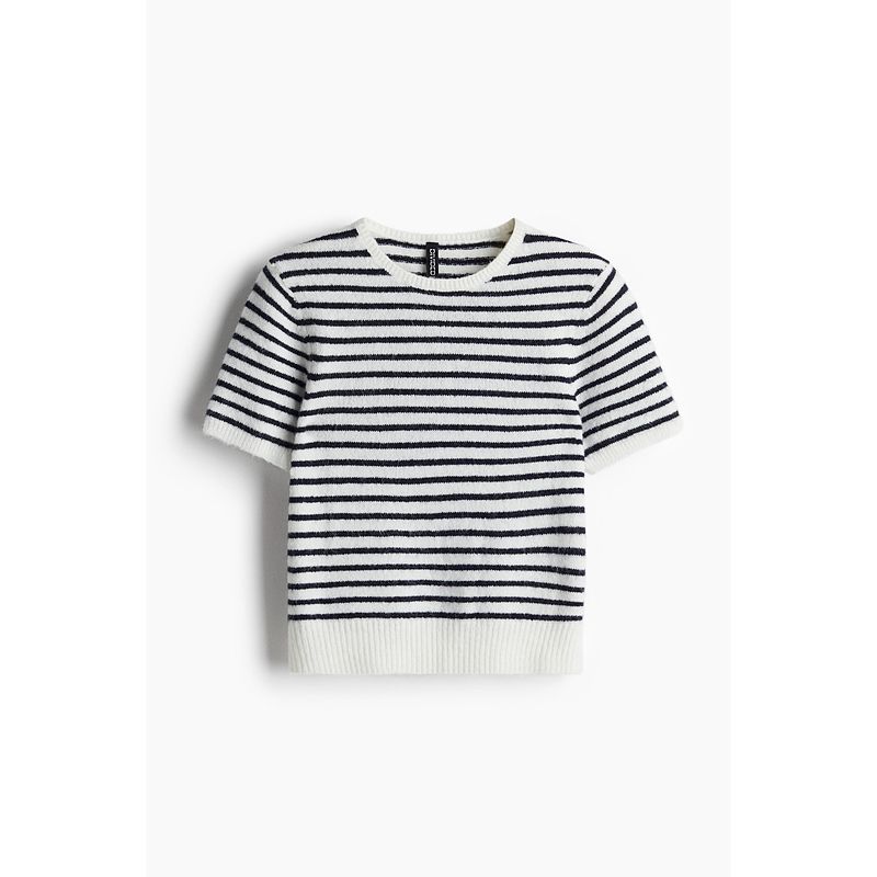 

HM Женская одежда Шерстяной свитер 2025 Лето Новый Свободный Модный Простой Свитер-пуловер с высоким воротником 1262821 Cream/Stripes 170/104