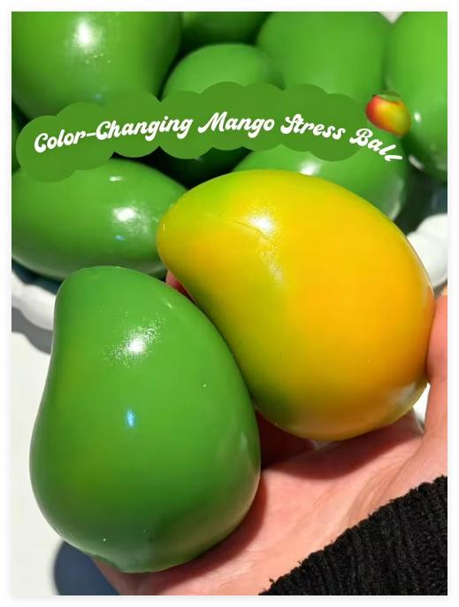 Interesting Toys Handmade Crispy Mango Stress Ball Squeeze Toy, Color-Changing Mango Squishy Fidget Ball, Asmr Sensory Stress Relief Toy