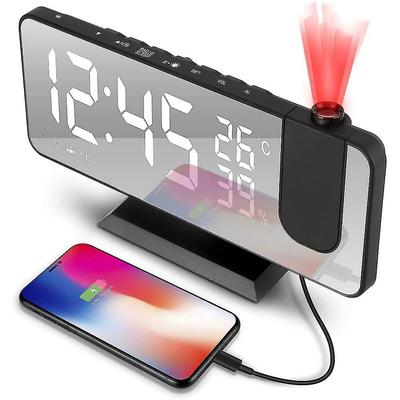 Bedroom Projection Digital Alarm Clock, Radio Alarm Clock with Items