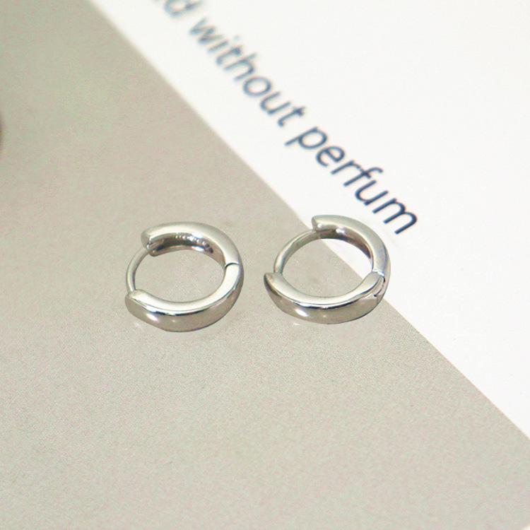 Elegant Geometric Hoop Earrings - Simple 925 Silver Needle Design with Modern Style