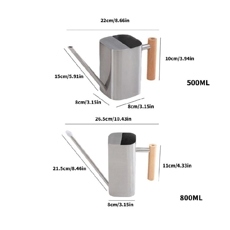 500/800ml Watering Can for Outdoor Plant with Long Spout Stainless Steel Large Watering Can for Garden Flowers Plant