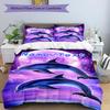 3PC Custom Name Dolphins Moonlight Bedding Set Duvet Cover Closure Includes 1 Duvet Cover & 2 Pillowcases for Bedroom