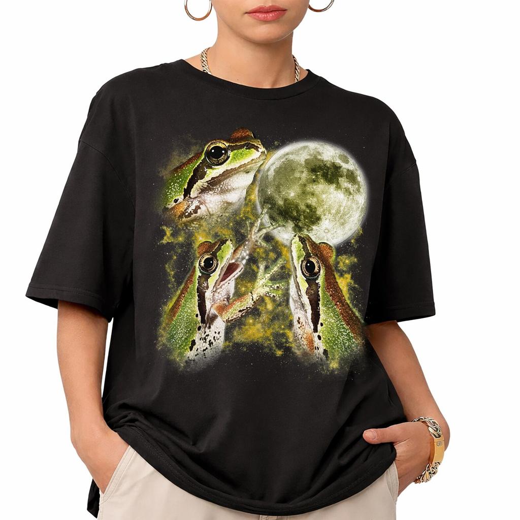 Three Frogs Moon T-Shirt, Retro Wildlife Graphic Tee, Comfort Colors Frog Lover Shirt