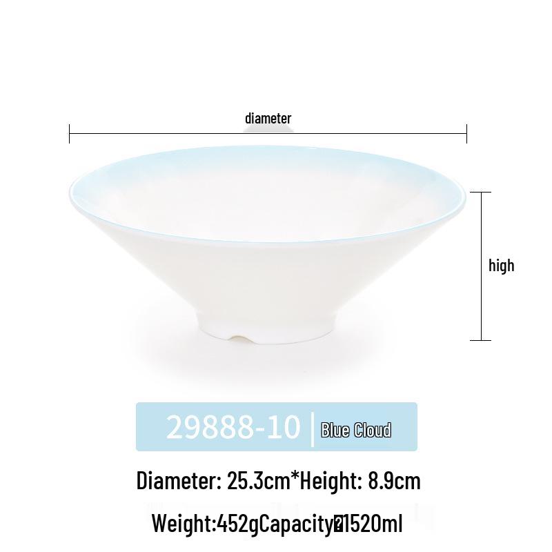 Imitation Porcelain Melamine Ramen Bowl - Large Douli Hat Design for Soup, Mala Tang, Rice Noodles