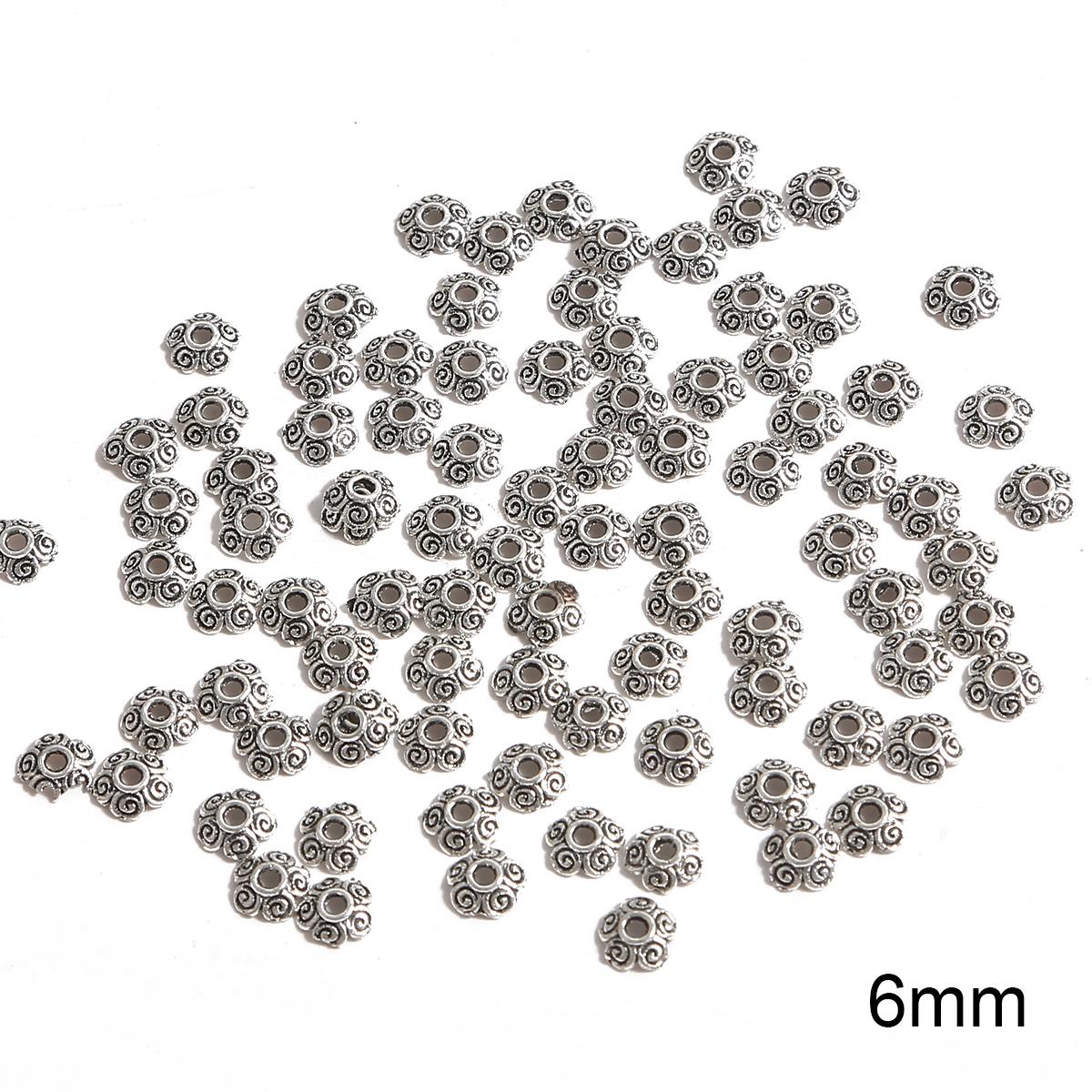 

50 шт металлические полые цветочные бусины, колпачки, коннекторы для изготовления ювелирных изделий своими руками 16 серебряный