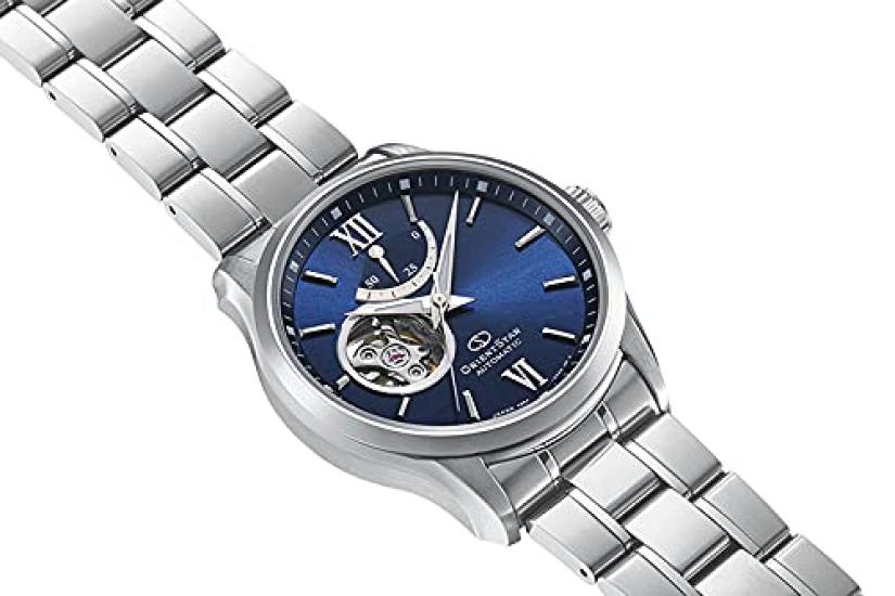 Orient Star Automatic Made in with Open Navy RK-AT0002L Men's Watch, Semi-Skeleton, Mechanical, Japan, 2-Year Manufacturer's Warranty, Heart,