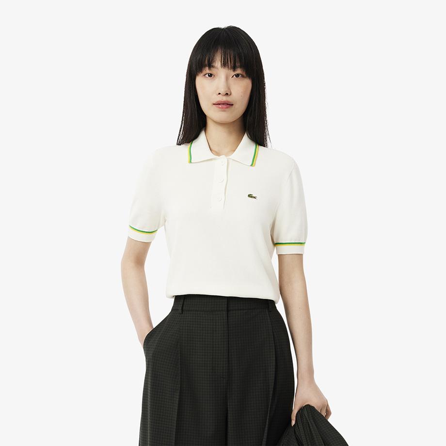 Lacoste Women's Color Tipped Polo Sweater AF9283-55GDII