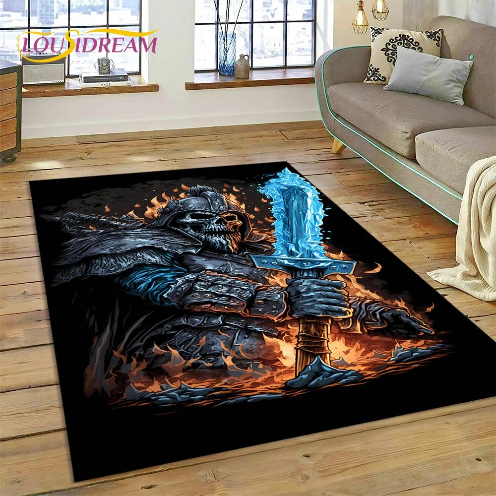 3D Horror Gothic Skull Skeleton Rug Carpet for Living Room Bedroom Decor,Floor Mat Non-slip Decoration for Sofa Doormat Gift Kid