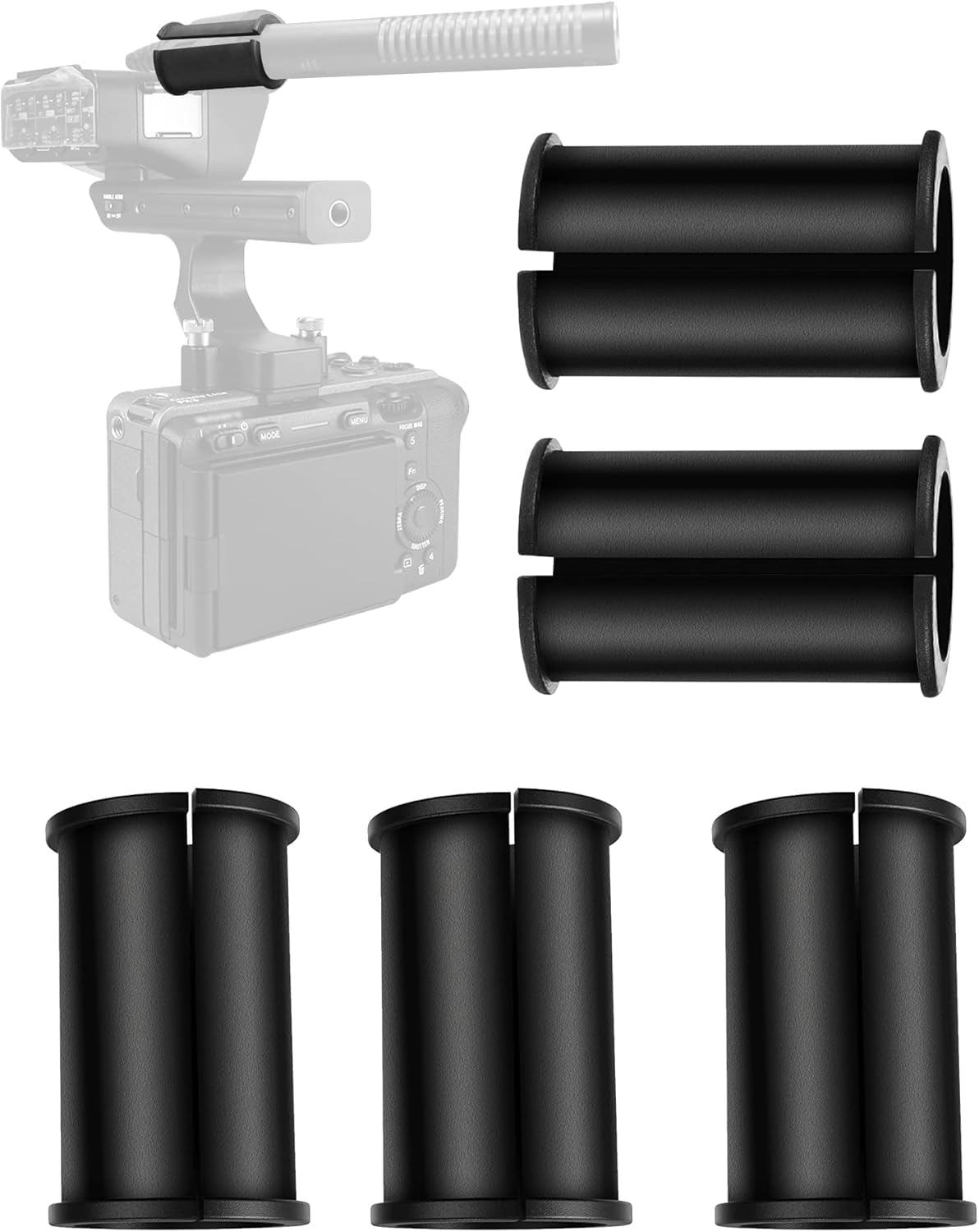 

Etour Microphone Shock Mount Rubber Spacer Tube Mic Sleeve Washer for Sony Rode Sennheiser Shotgun and FS5 (6 Pieces) Camcorders, NTG, MKH, чорний