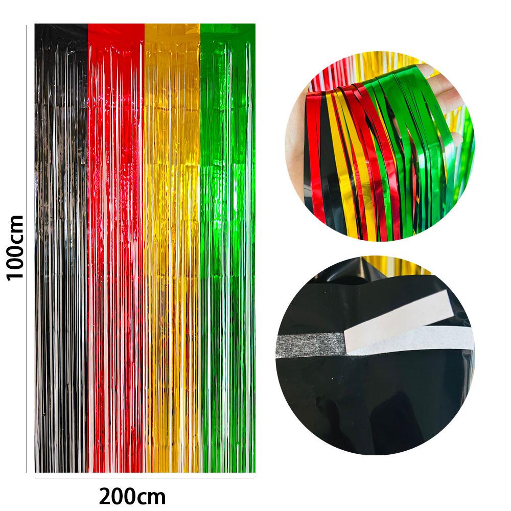 Color-Block Tinsel Curtain 1x2m - Festive Background for Christmas, Halloween, and Birthdays