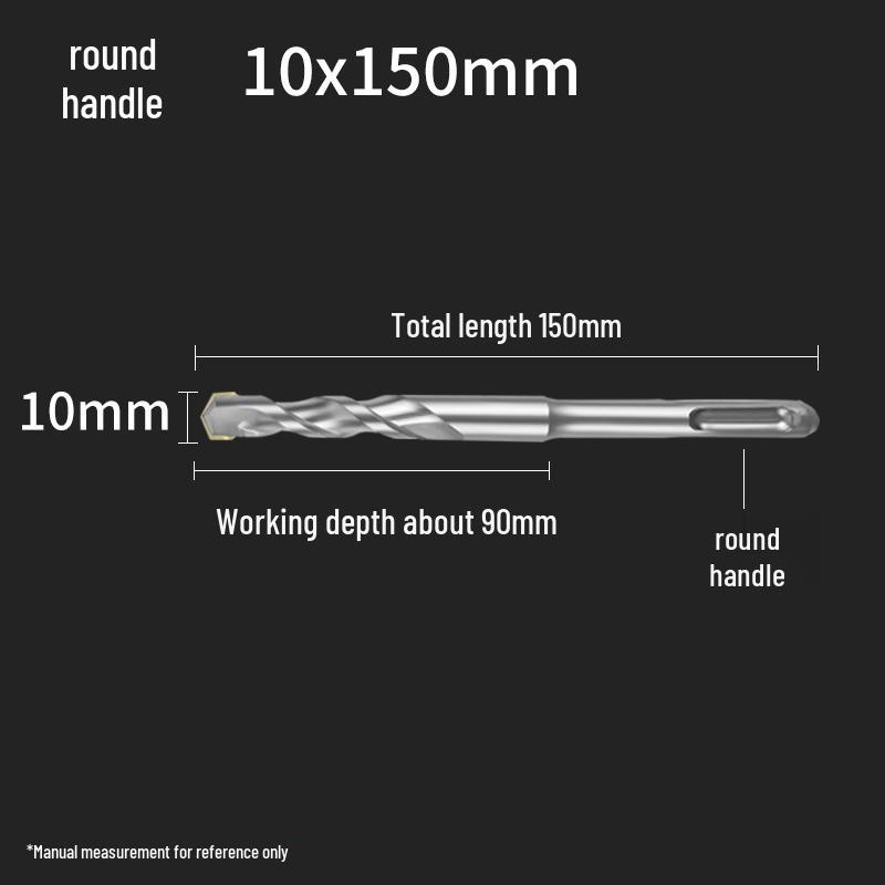 Square Shank 4-Flute Impact Drill Bit for Concrete, Round Shank 2-Flute Hole-Enlarging Drill Bit 150MM