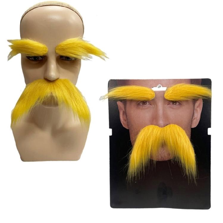 Yellow Mustache and Eyebrows, Halloween Cosplay Mustache and Eyebrow Set, Halloween Cosplay Costume Accessories