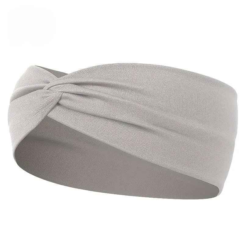 Simple Solid Color Cross Knotted Elastic Wide Headband Women Unisex Sports Yoga Hair Bands Headscarf Headwear