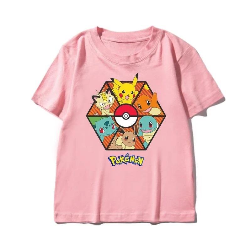 Pokemon Tshirt Pikachu Squirtle Bulbasaur Charmander Cotton Kids Adult Tee Anime Top Original Print Oversized Y2k Short Sleeve