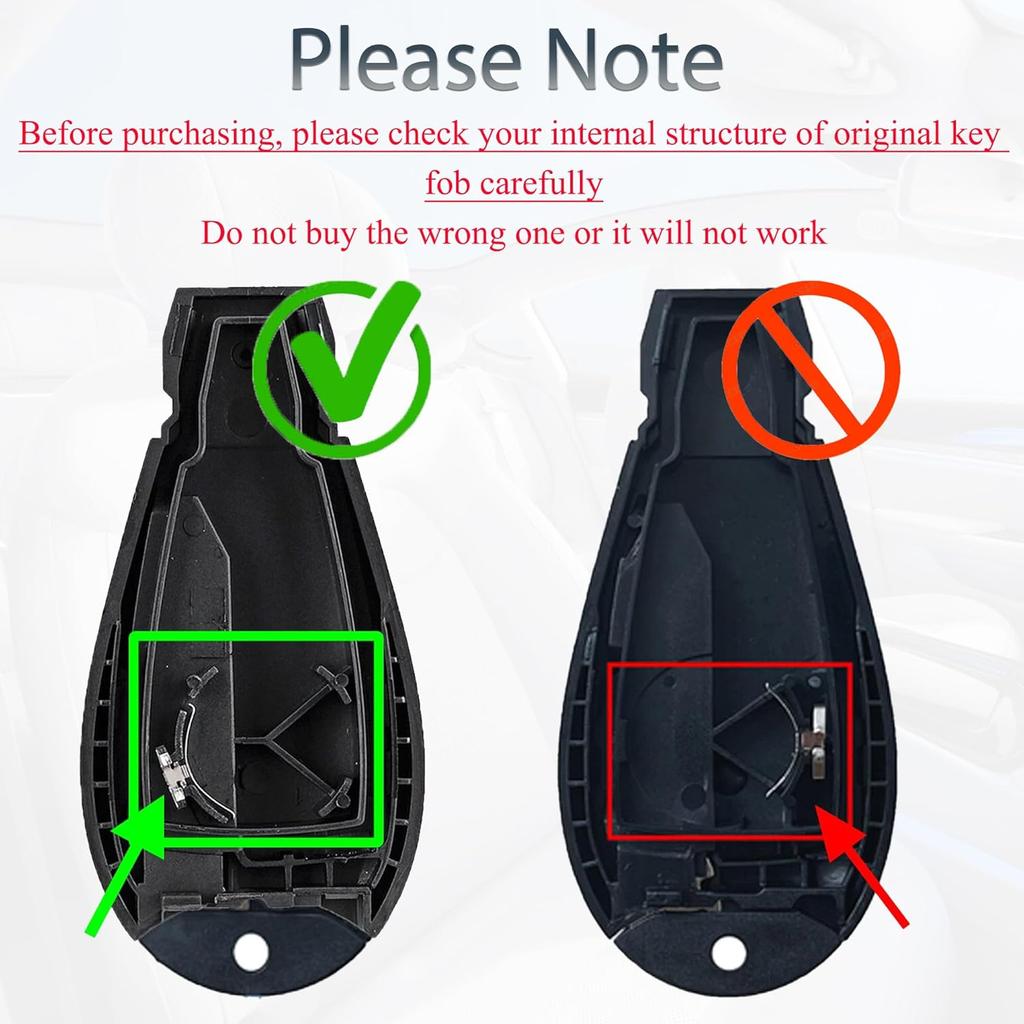Key Fob Shell Case Replacement Fits for Dodge RAM 1500 2500 3500 Grand Caravan Journey Durango Jeep Grand Cherokee 2010 2011 2012-2017 Keyless Entry