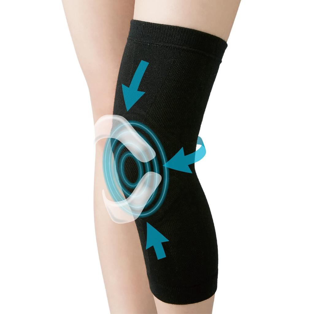 [D&M] Volleyball Knee Support for Knees, Long Type, Black, L
