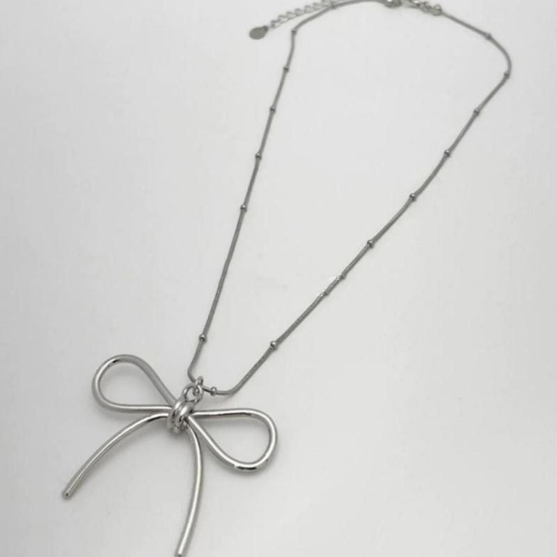 Bowknot Pendant Sweater Necklace Charm Women Girl Choker Summer Fashion Simple Geometric Clavicle Chain Party Jewelry