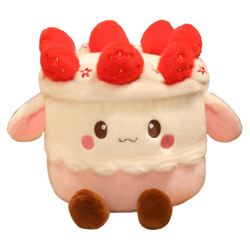 Cartoon Cake Plush Toys Stuffed Blueberry Strawberry Mango Candle Birthday Cake Ice Cream Snack Party Decor Cute Gift for Kids
