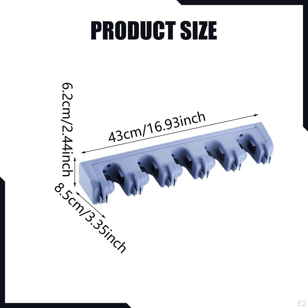 Broom Wall Mount Bracket Space Saving Non Slip Mop Storage Rack for Basement Tool