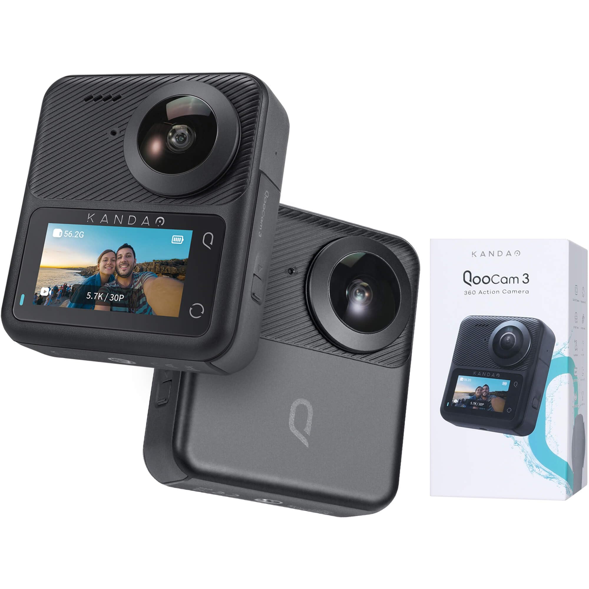 

Kandao Qoocam 3 Action 62MP Sports Camera with Dual 60fps Image Level Night 1600mAh Battery Camera, 5.7K 360° 1/1.55 Sensors, Video, Stabilization,