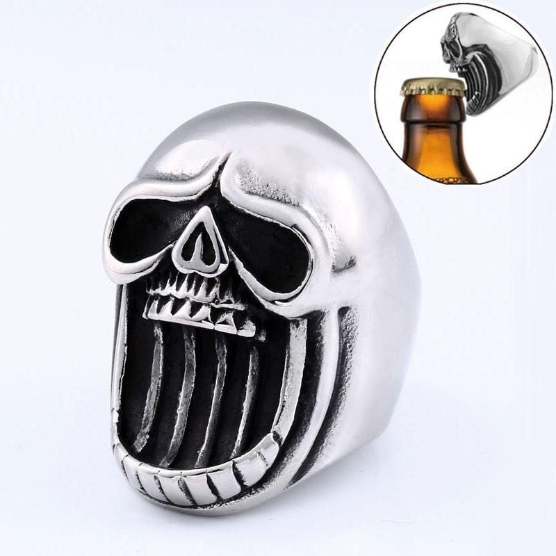 

Beier new store 316L Stainless Steel Skull Men s Ring Unique Design Cool Opener Party joy Taste High Quality Jewelry LLBR8-658R 13