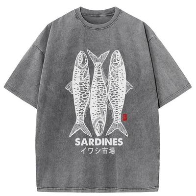 T-shirt Unisex Larga Stampa Pesce Salato Cartone Animato Manica Corta Oversize Design Moda Estiva Top Casual Harajuku
