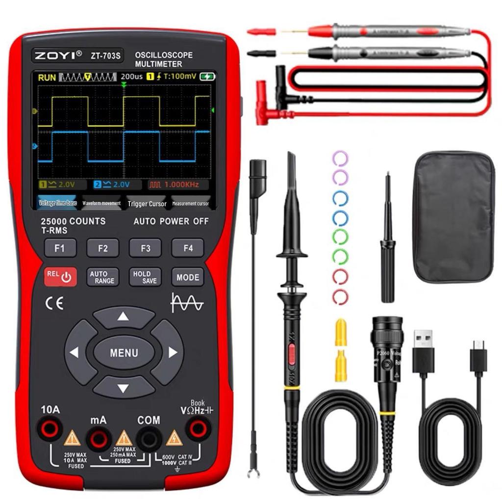 ZOYI Oscilloscope 702S/703S: Multifunction Multimeter & Signal Generator, High-Precision Three-in-One Device