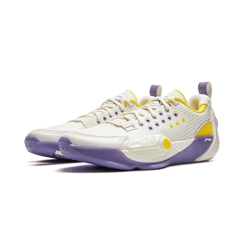 Li Ning Trendy Comfortable Low Top Basketball Shoes Men Sneaker White Purple Yellow ABAV001-21