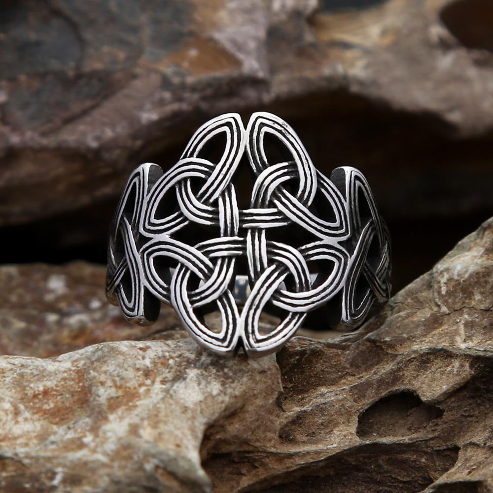 Vintage Wikinger Keltische Knoten Ring 316L Edelstahl Nordisches Amulett Schmuck Geschenk für Männer Frauen