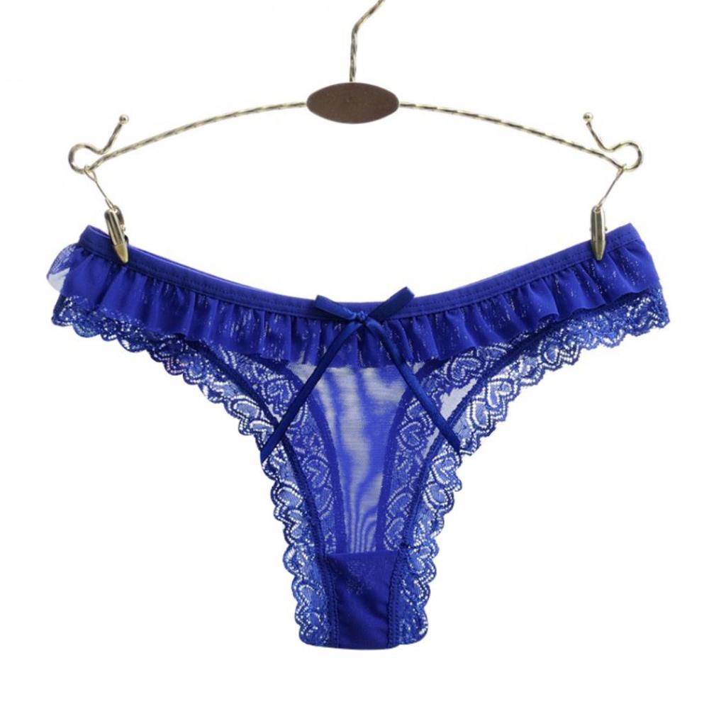 Fashion Sexy Lace Heart Pattern Bowknot Women Low Rise Brief Underwear Thong