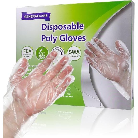 Disposable Plastic Gloves, Food Grade Clear Gloves for Cooking, Cleaning & Gardening Use 100