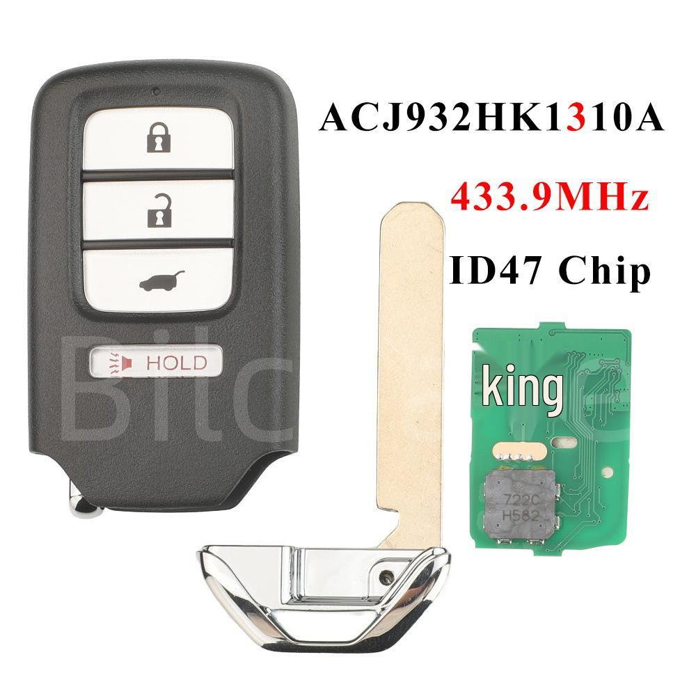 Compatible Smart Card Remote Key for Honda Accord, Civic, CR-V, CR-Z (313.8/433.9MHz, ID47)