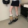 Belt buckle stack boots women's autumn versatile sleeve short boots knight style wide boots autumn new