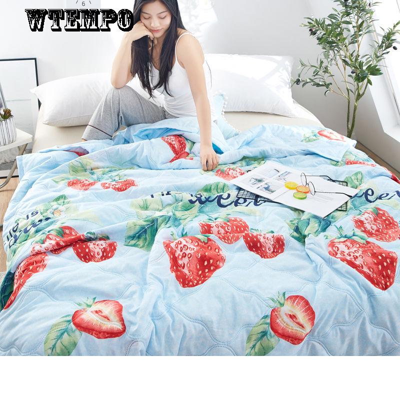 WTEMPO Komfortowa Letnia Chłodząca Kołdra Modny Nadruk z Kreskówkami Kołdra do Akademika Klimatyzacja Was