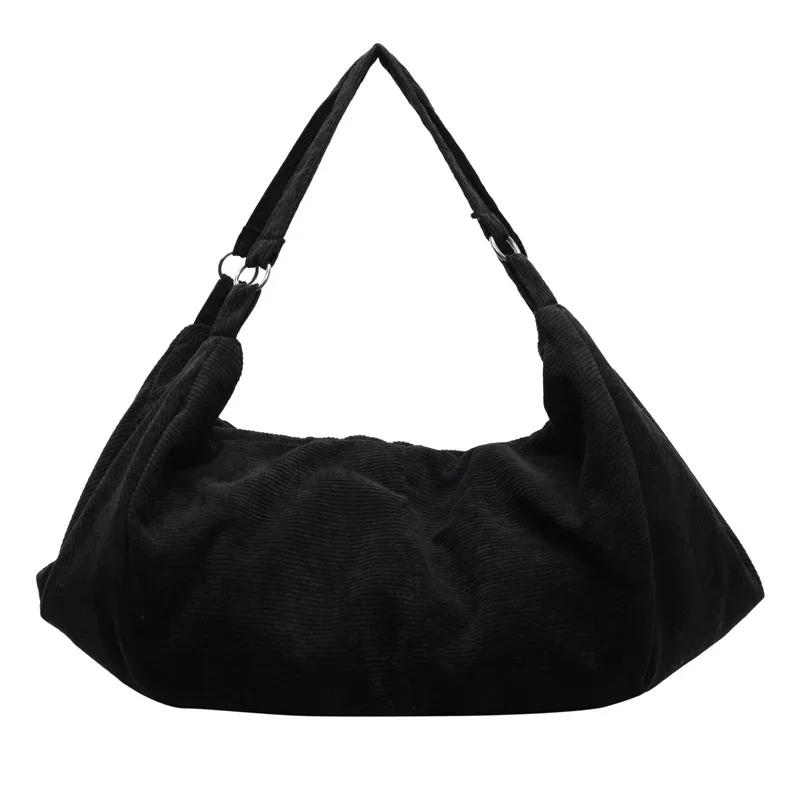 Large Capacity Solid Color Zipper Product Shoulder Bag Fashionable Velvet Sale Versatile Popular Tote Bag