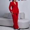 Elegant Ruffle Long Sleeve Top & Wide Leg Pants Set for Women