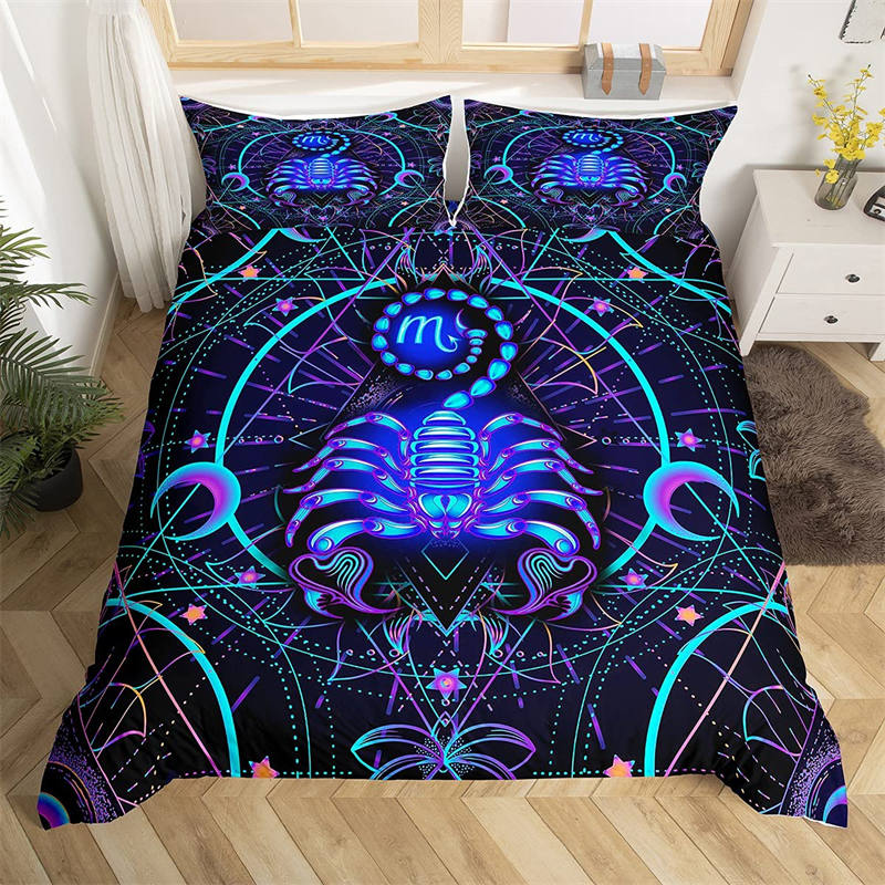 Pisces Bedding Set Mystery 12 Constellations Duvet Cover Set For Kids Teens Adults Boho Fish Print Comforter Cover Bedroom Decor