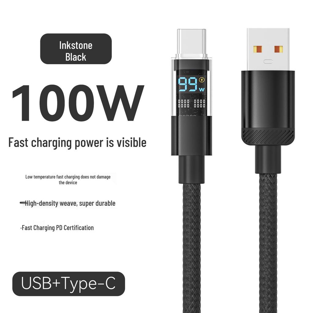 Ice Transparent 120W Fast Charging Braided Cable for Apple & Huawei