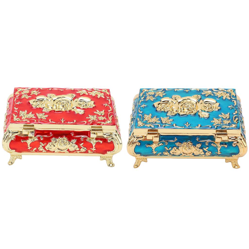 Vintage Jewelry Box Vintage Style Zinc Alloy Glossy Bright Vibrant Colors Scratch Proof Soft Velvet