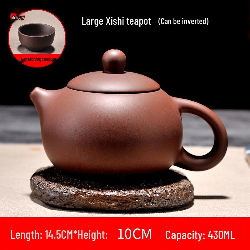 Yixing Large Capacity Purple Clay Teapot with Tea Cup Set for Home Use, Single Pot Kung Fu Tea Set.